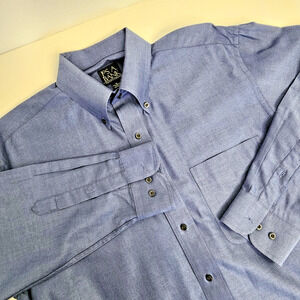 Jos A Bank Mens Blue Cotton Button Down Shirt Solid Long Sleeve Medium